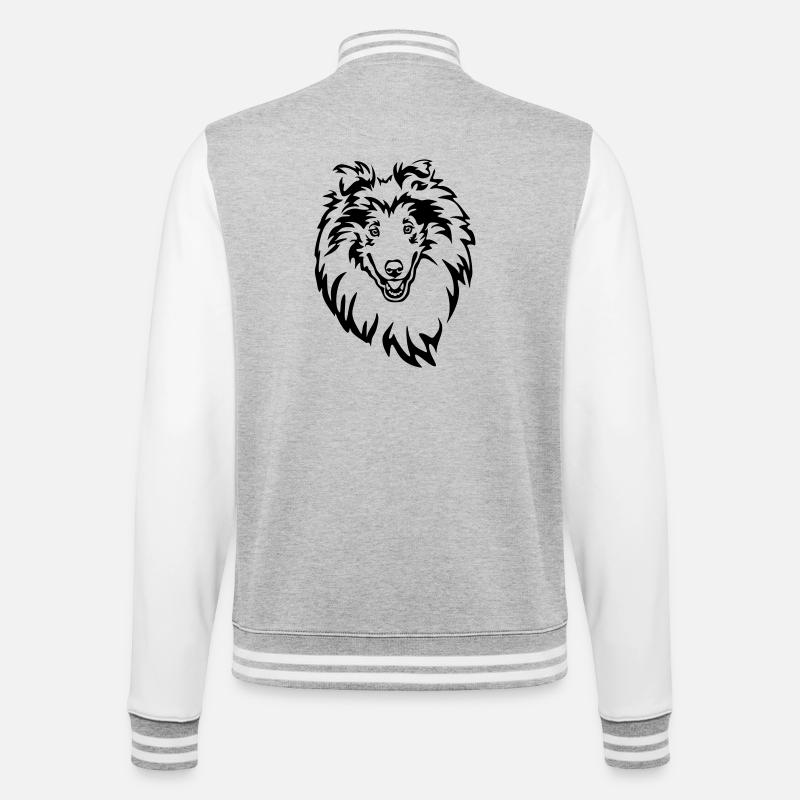 Collie Kopf - College-Sweatjacke - Grau meliert/Weiß
