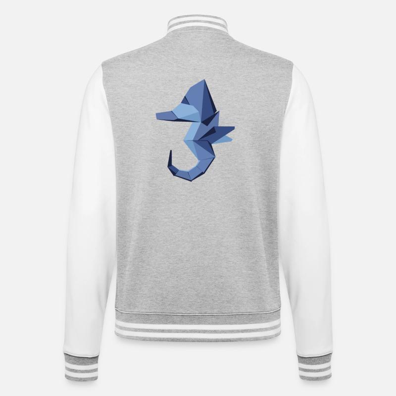 Origami abstrait hippocampe bleu - Veste Teddy - gris chiné / blanc