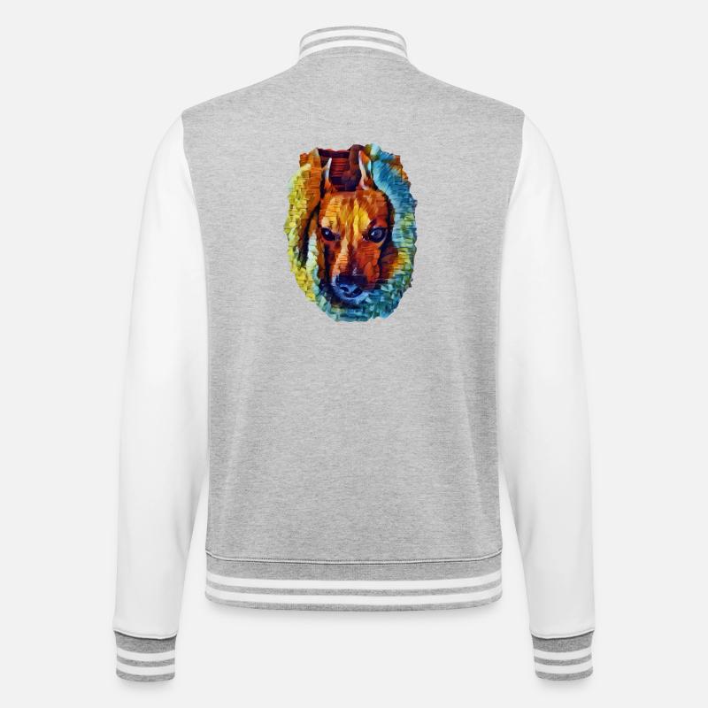 Lucy - College-Sweatjacke - Grau meliert/Weiß