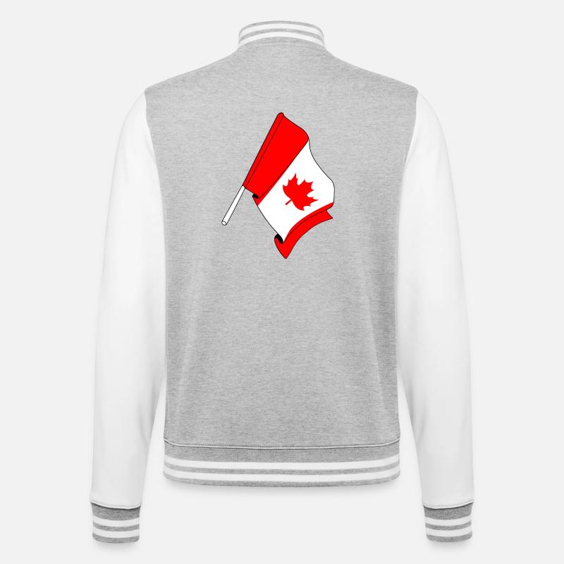 Drapeau du Canada - Veste Teddy - gris chiné / blanc