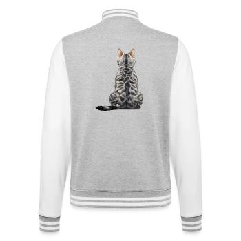 Ägyptische Mau-Katze - College-Sweatjacke - Grau meliert/Weiß - Hinten - Marisol (170cm)