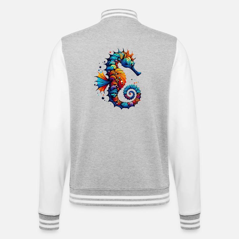Seepferdchen - College-Sweatjacke - Grau meliert/Weiß