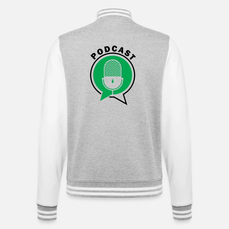 Podcast Microphone Speech Bubbles - College Sweat Jacket - heather grey/white