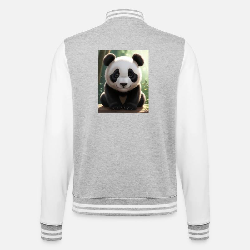 Conception Panda - Veste Teddy - gris chiné / blanc