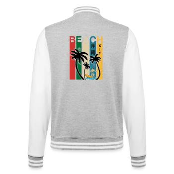 Okinawa Japan Beach Fun - College-Sweatjacke - Grau meliert/Weiß - Hinten - Marisol (170cm)