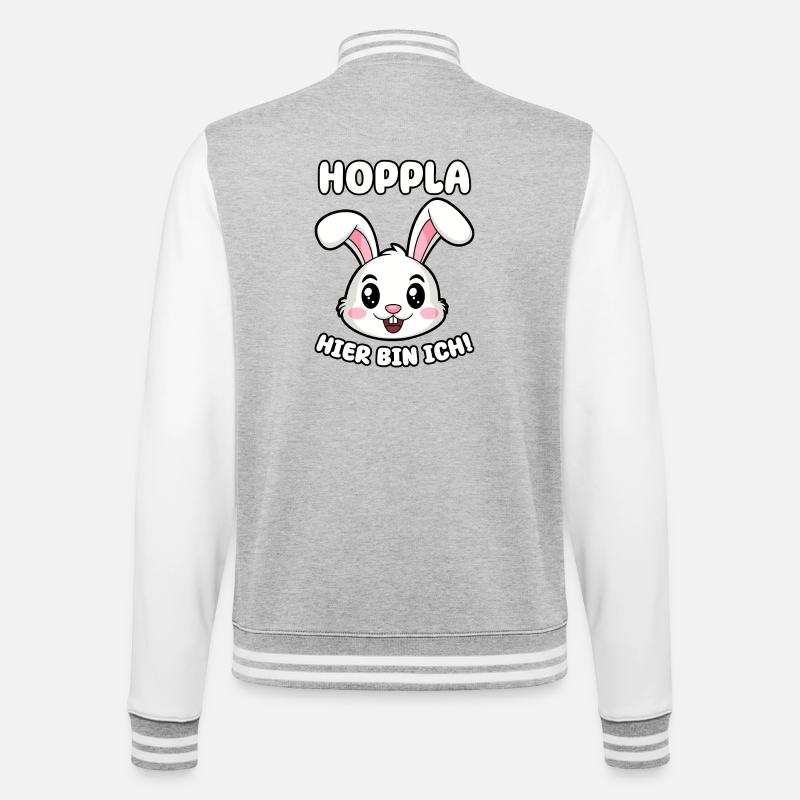 Hoppla hier bin ich! - College-Sweatjacke - Grau meliert/Weiß