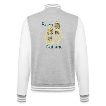 Lebensweg , buen Camino  - College-Sweatjacke - Grau meliert/Weiß - Hinten - Marisol (170cm)