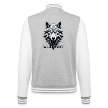 Geometrischer Wolf Tribal Design - College-Sweatjacke - Grau meliert/Weiß - Hinten - Marisol (170cm)