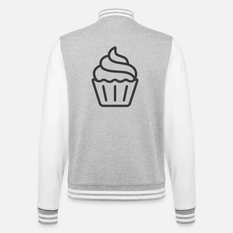 Conception d’icône de logo de cupcake - Veste Teddy - gris chiné / blanc