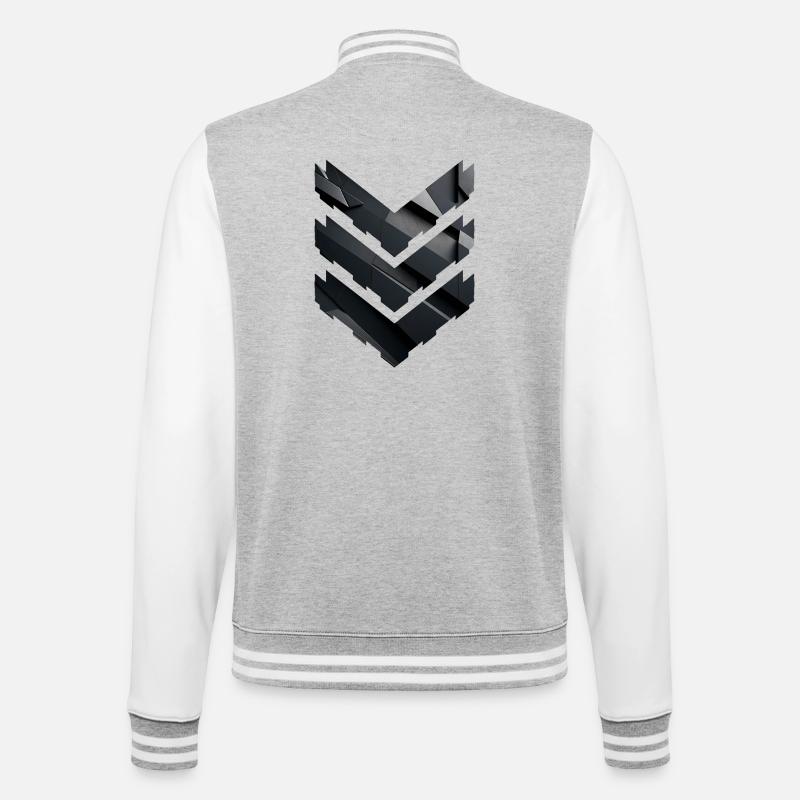 Abstract Black Geometric Pattern - College Sweat Jacket - heather grey/white