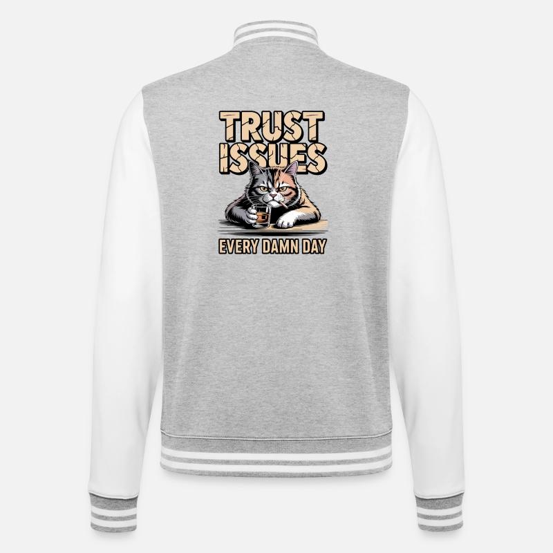 Trust Issues Katze - College-Sweatjacke - Grau meliert/Weiß
