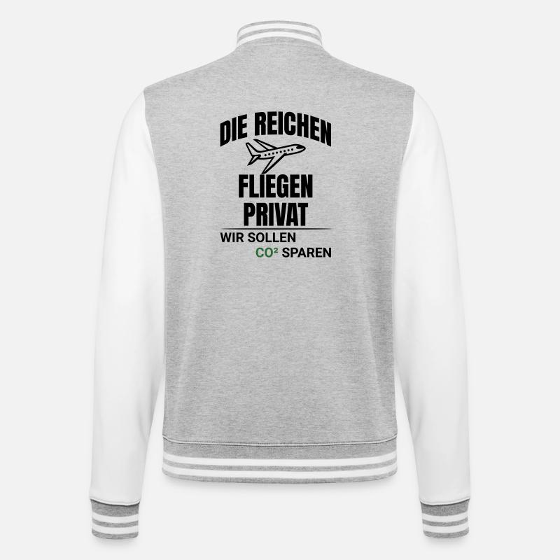 Abstraktes CO2 Klimaschutz Design - College-Sweatjacke - Grau meliert/Weiß