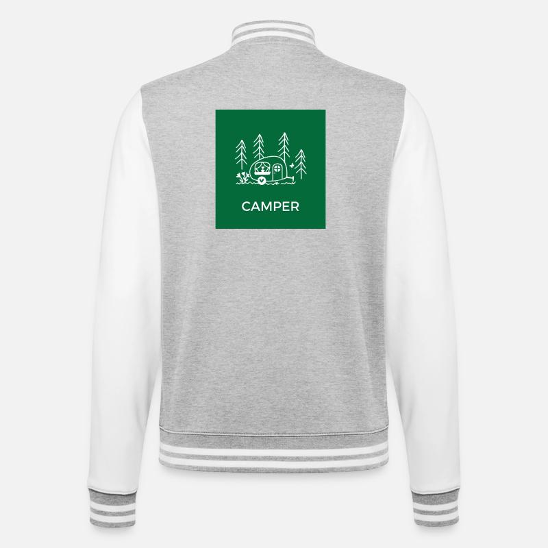 Forest Camping Sketch Tent Camper - College Sweat Jacket - heather grey/white