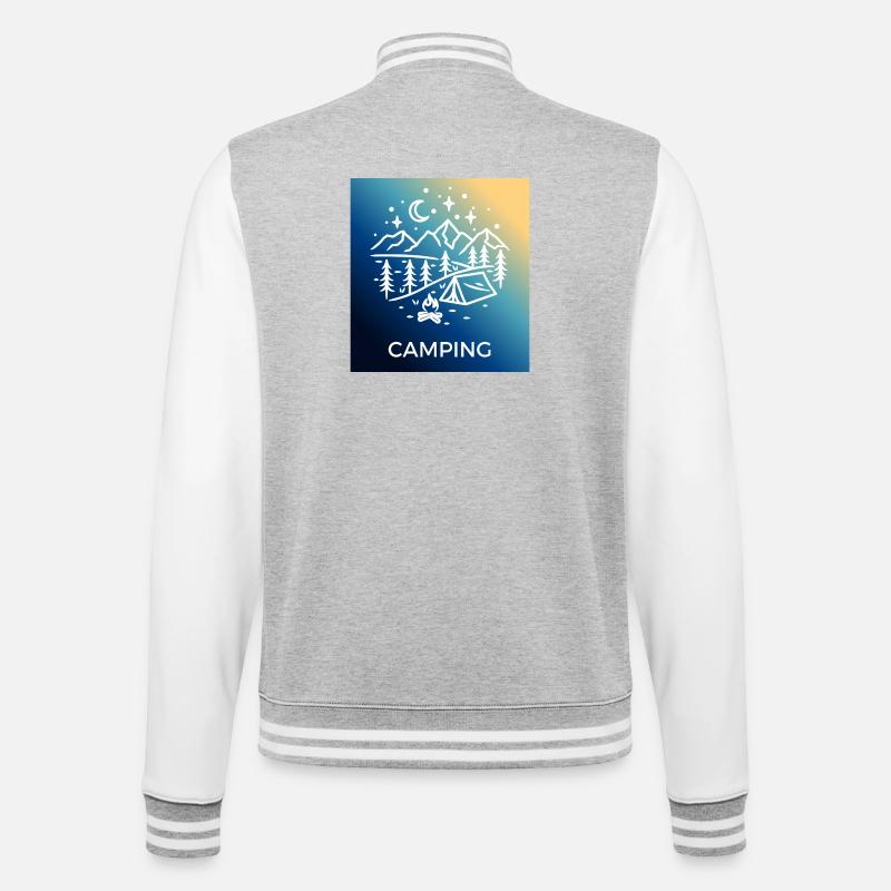 Nuit Forêt Camping Camping - Veste Teddy - gris chiné / blanc