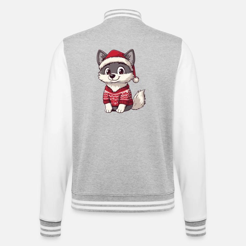 Loup Noël - Veste Teddy - gris chiné / blanc