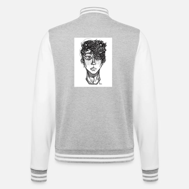 Doodle The Face - College-Sweatjacke - Grau meliert/Weiß