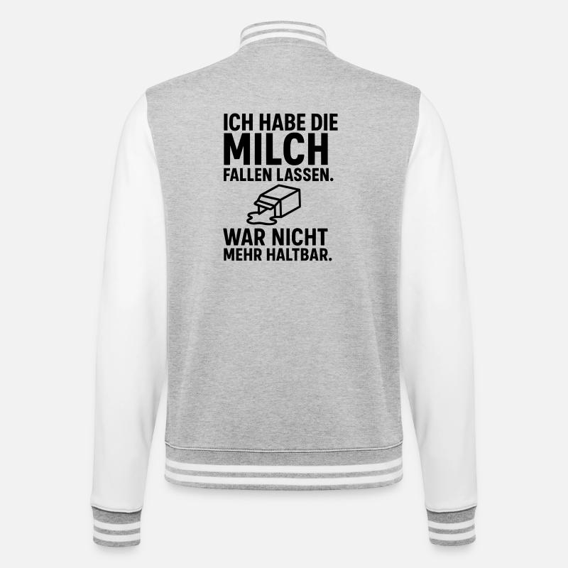 milch fallen lassen haltbar - College-Sweatjacke - Grau meliert/Weiß
