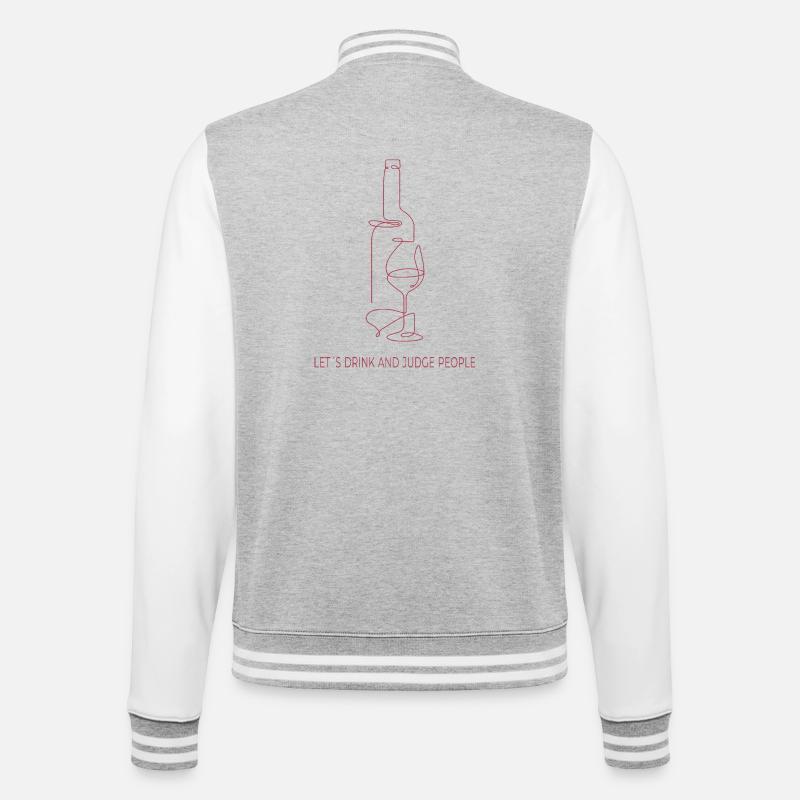 Drinks & Judging – One Line Art - College-Sweatjacke - Grau meliert/Weiß