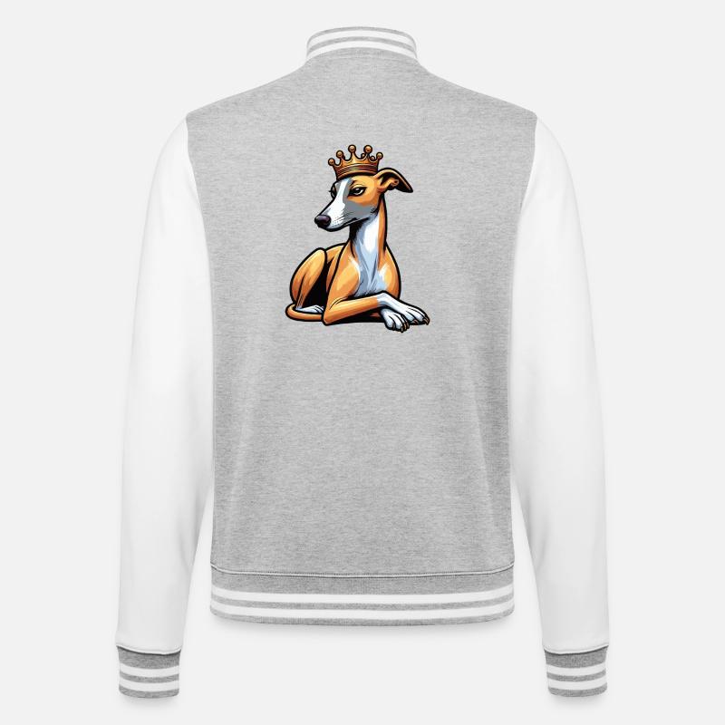 Whippet Greyhound Whippets Propriétaire de lévrier - Veste Teddy - gris chiné / blanc