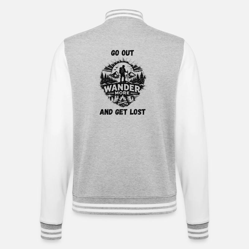 Wander More Backprint - College-Sweatjacke - Grau meliert/Weiß