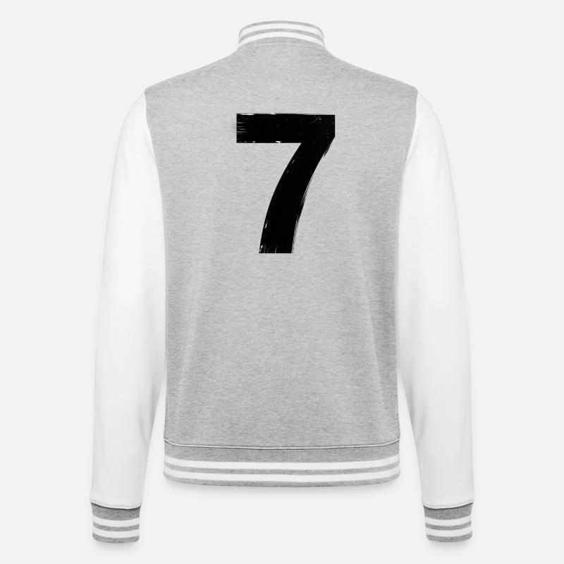 Verblasste Sieben Glyph - College-Sweatjacke - Grau meliert/Weiß