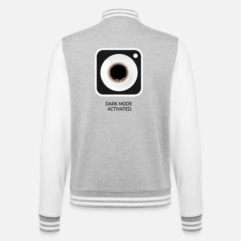 Dark Mode Activated Kaffee Nerd Spruch - College-Sweatjacke - Grau meliert/Weiß