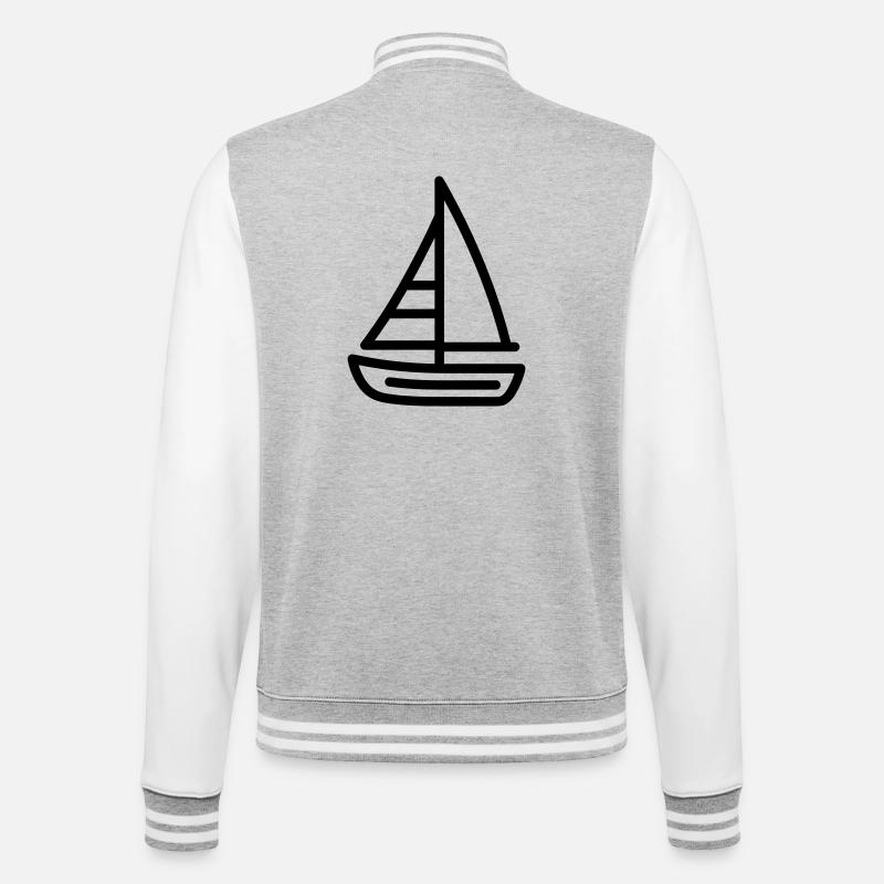 Boot - College-Sweatjacke - Grau meliert/Weiß