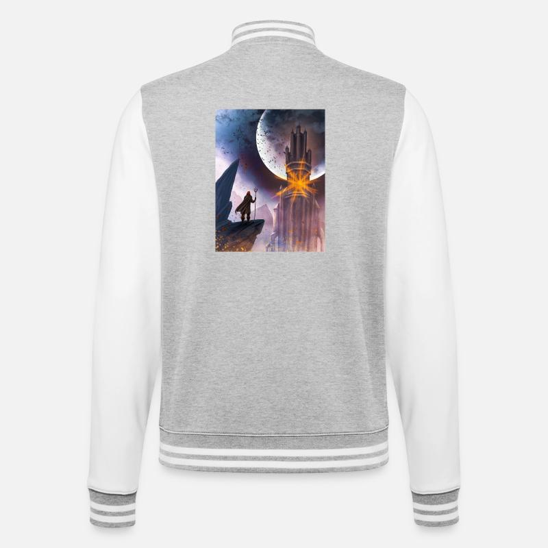 Moon and Fire Castle - College Sweat Jacket - heather grey/white