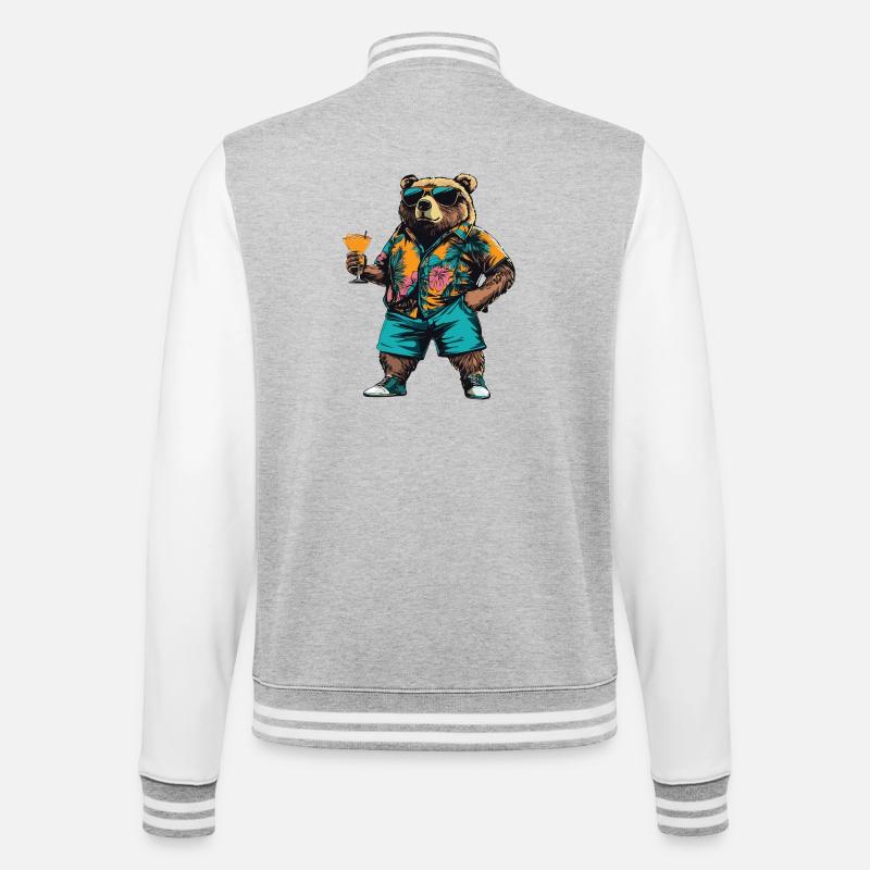 Bär Comic Sommer - College-Sweatjacke - Grau meliert/Weiß
