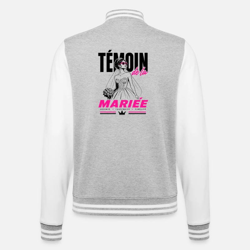 Témoin de la Mariée Glam Chic - Veste Teddy - gris chiné / blanc