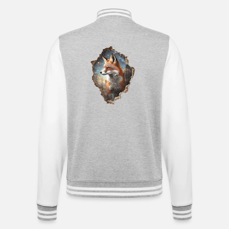 Fox - College Sweat Jacket - heather grey/white