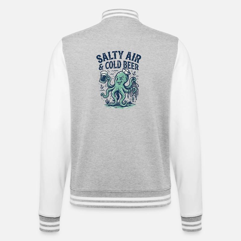 Cold Beer Squid - College Sweat Jacket - heather grey/white