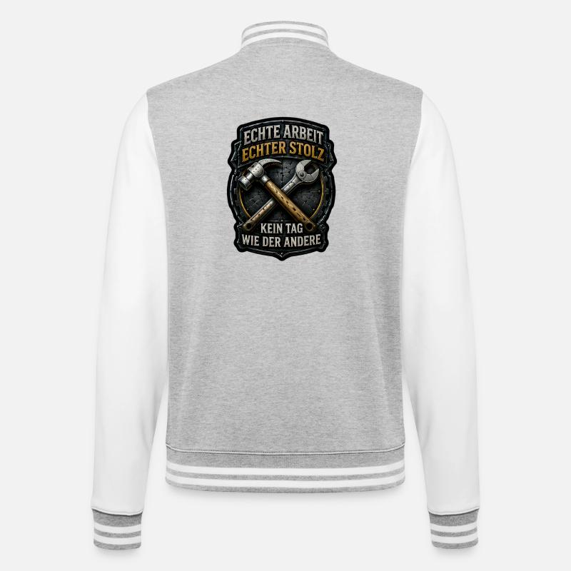 Echte Arbeit. Echter Stolz. - College-Sweatjacke - Grau meliert/Weiß