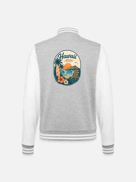 Hawaii Aloha Sunset Beach Vibes - College-Sweatjacke - Grau meliert/Weiß