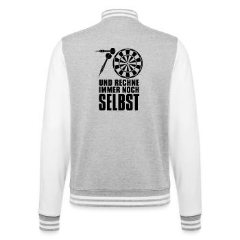 Opa 70 Jahre Darts – Geschenk für Dartspieler - College-Sweatjacke - Grau meliert/Weiß - Hinten - Marisol (170cm)