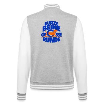 Kurze Beine, große Runde – Dackel - College-Sweatjacke - Grau meliert/Weiß - Hinten - Marisol (170cm)