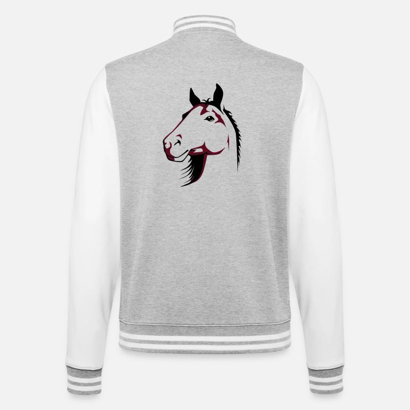 Pferd | Horse | Pferdekopf | reiten - Veste Teddy - gris chiné / blanc