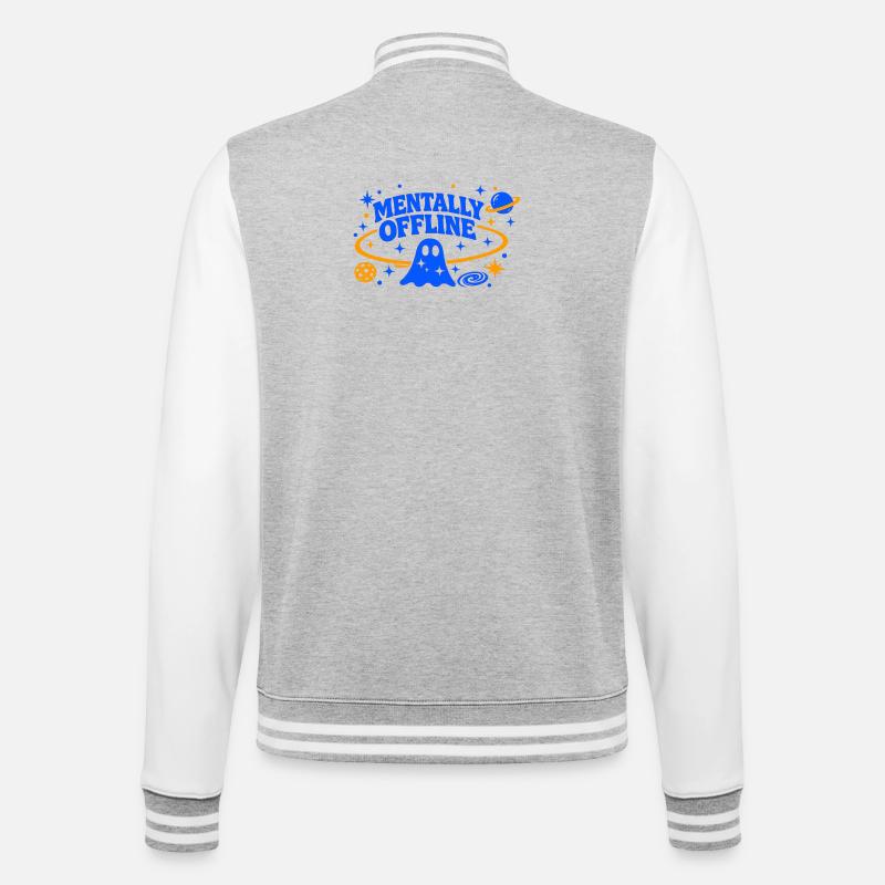 MENTALLY OFFLINE - College Sweat Jacket - heather grey/white