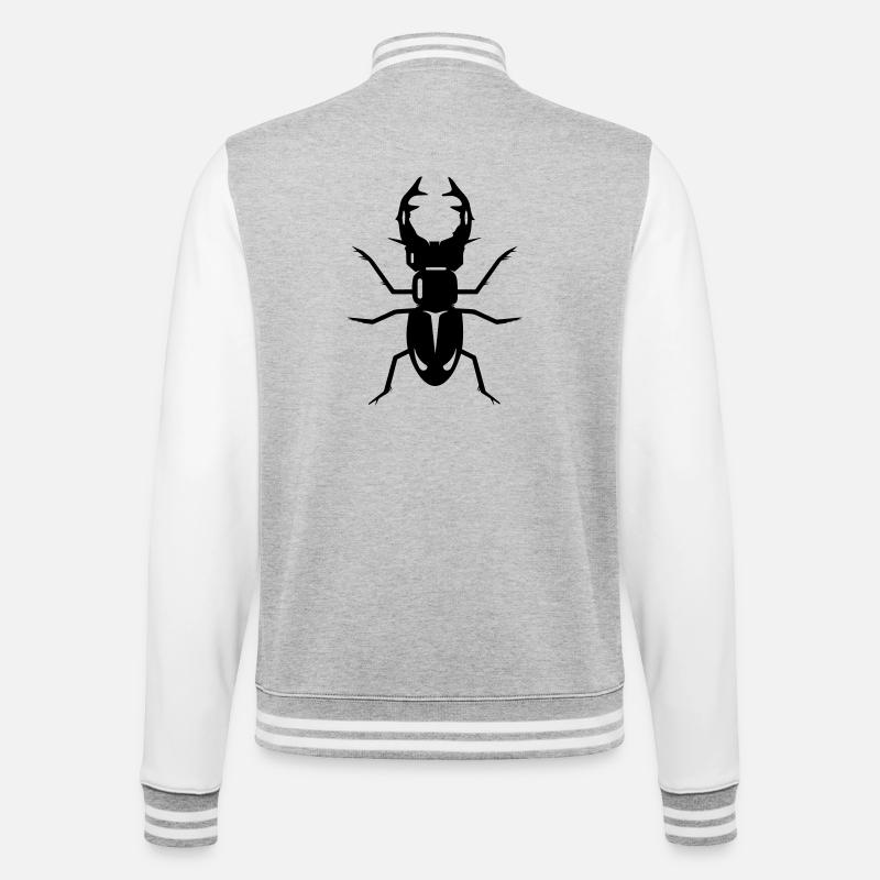 stilisierter Hirschkäfer mit prächtigen Geweih - College-Sweatjacke - Grau meliert/Weiß