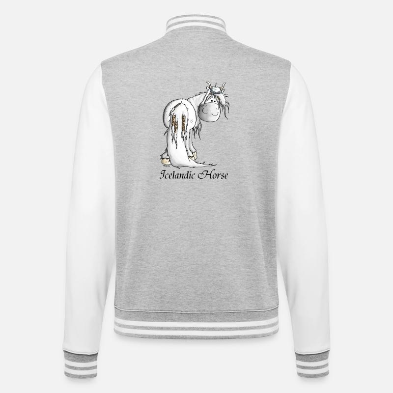 Wilder Wikinger Isländer - Pferd - College-Sweatjacke - Grau meliert/Weiß