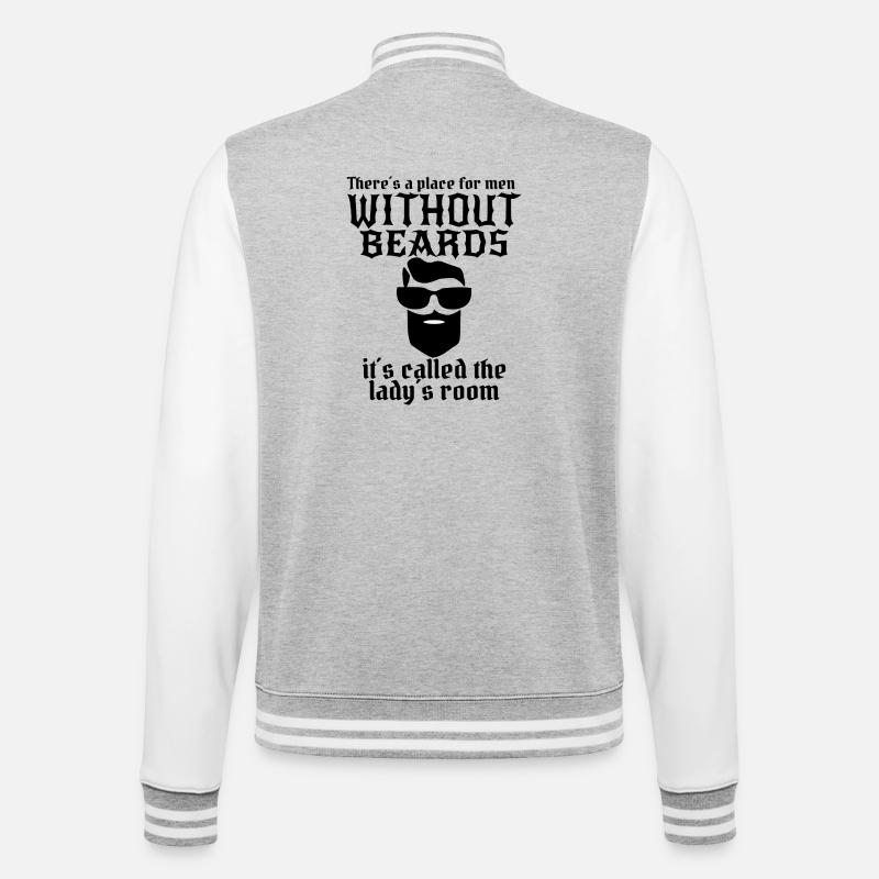 Mann mit Bart - College-Sweatjacke - Grau meliert/Weiß