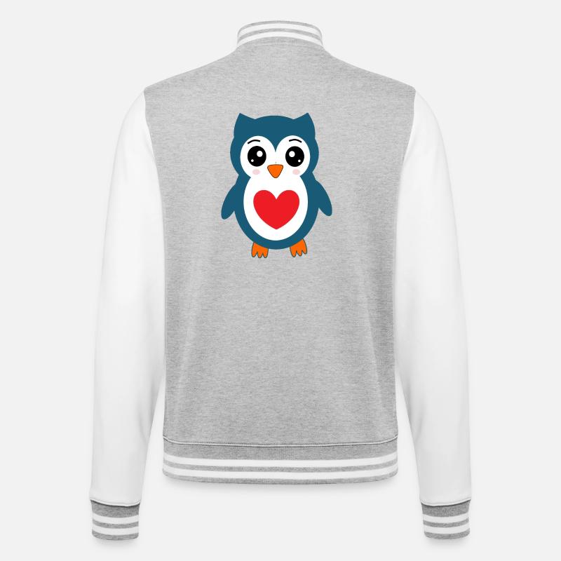 Eule blaue Eule  - College-Sweatjacke - Grau meliert/Weiß
