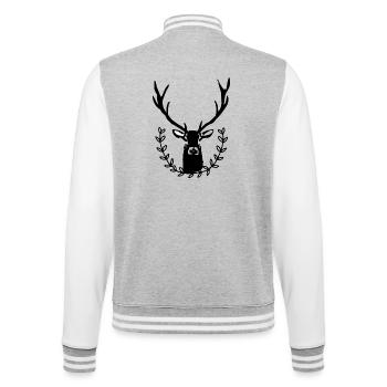Cerf avec couronne de laurier - Veste Teddy - gris chiné / blanc - Dos - Marisol (170cm)