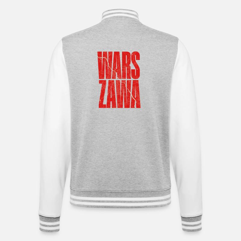 Warszawa lettering with city map pattern - College Sweat Jacket - heather grey/white