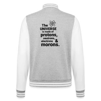 The Universe is made of protons, neutrorns - College Sweat Jacket - heather grey/white - Back - Marisol (170cm)