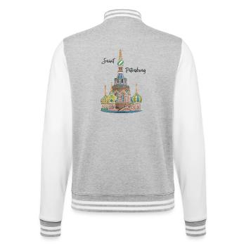 St. Petersburg, Kirche, Russland, Handzeichnung - College-Sweatjacke - Grau meliert/Weiß - Hinten - Marisol (170cm)