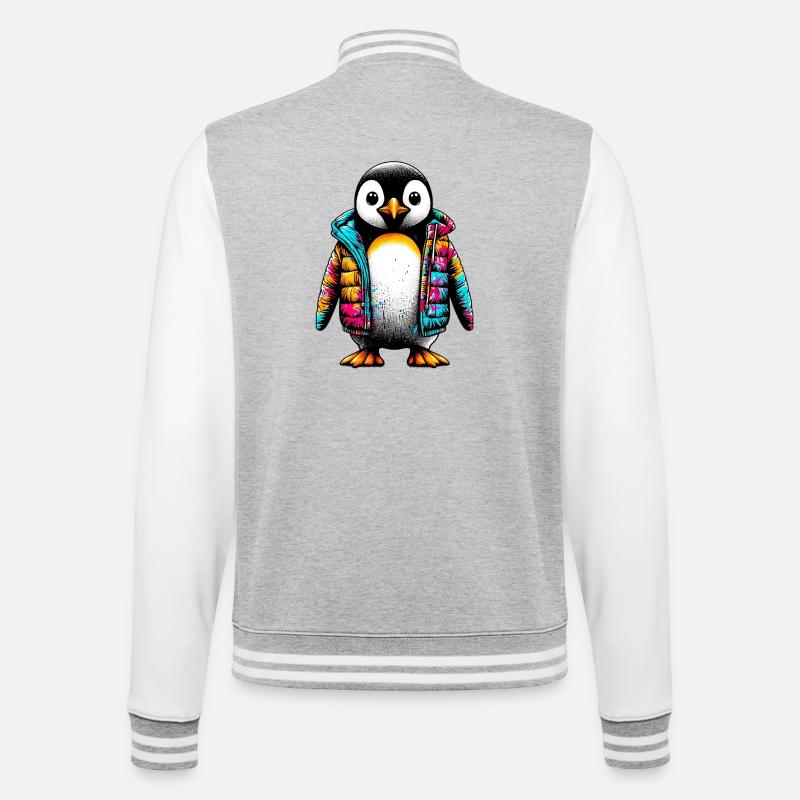 Pingouin avec veste veste - Veste Teddy - gris chiné / blanc