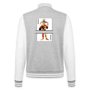 Bannière Joker de cartes à jouer - Veste Teddy - gris chiné / blanc - Dos - Marisol (170cm)
