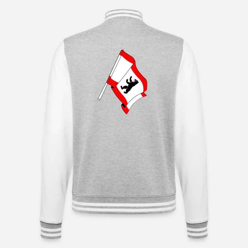 Flagge Berlin - College-Sweatjacke - Grau meliert/Weiß