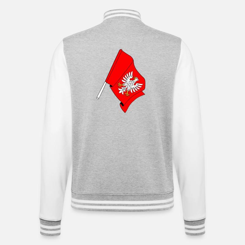 Drapeau : Mazovie, Pologne - Veste Teddy - gris chiné / blanc